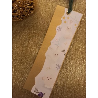 Marque-page fait main « Lapins d’Hiver » kawaii pastel – Équinoxe Studio